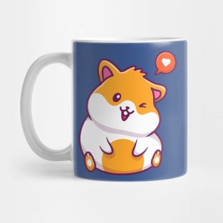 Cute Hamster Sitting With Speech Bubble Love Cartoon Mug